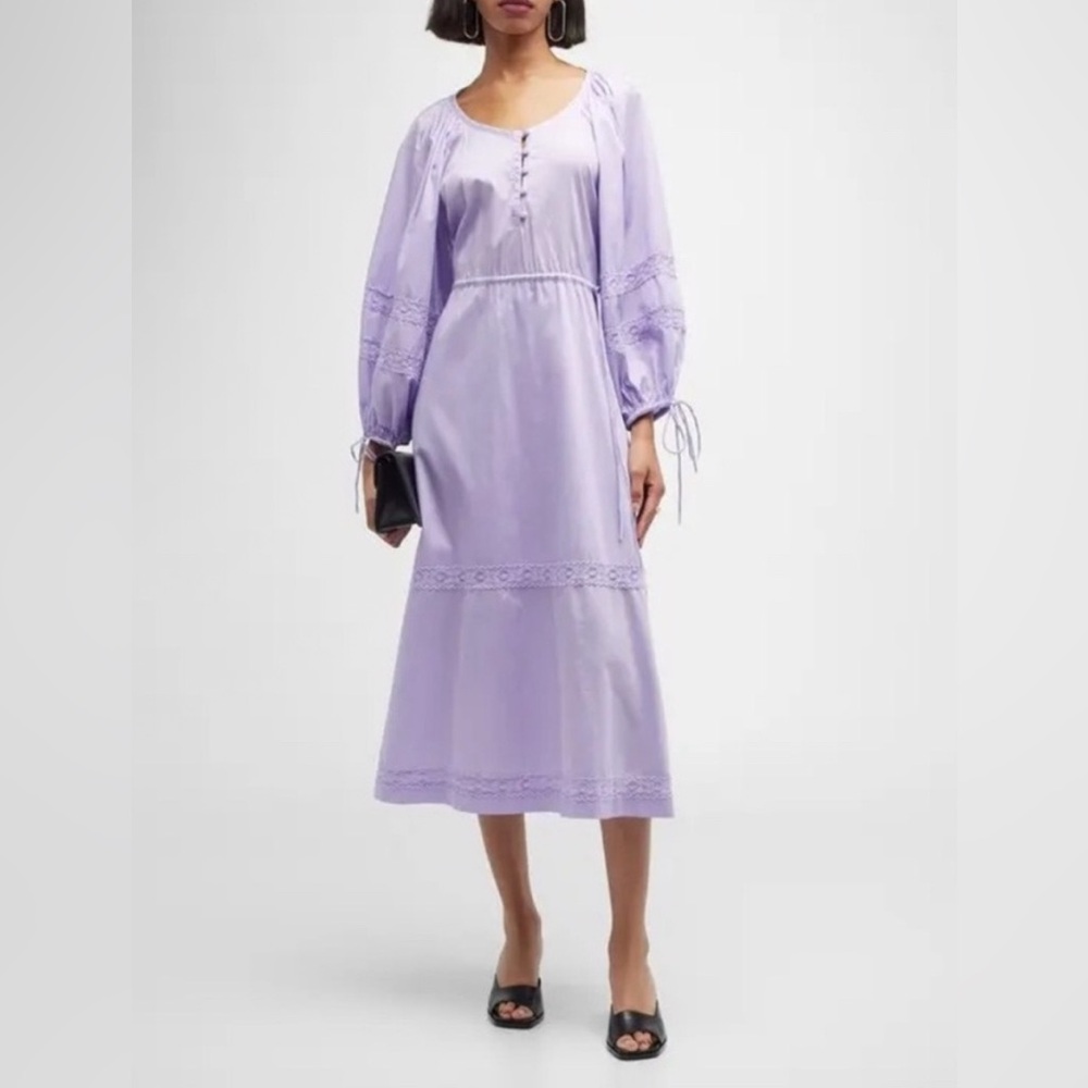 NWT Harshman Women's Belle 100% Cotton Peasant Dress in Lilac Size Small